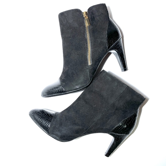Sofft Makayla Suede Snakeskin Cap Toe Booties - Picture 2 of 14